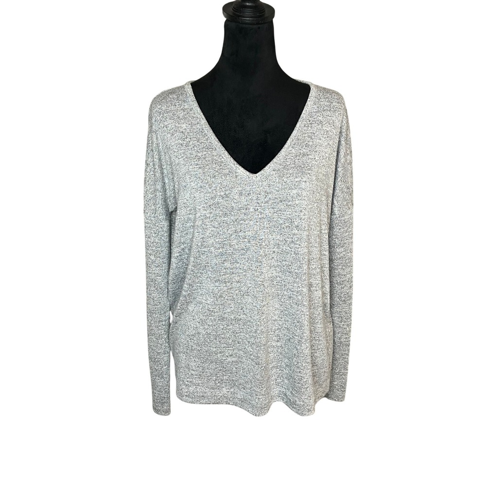 Rag & Bone Long Sleeve V-neck Heather Grey Knit Casual Top Womens Medium